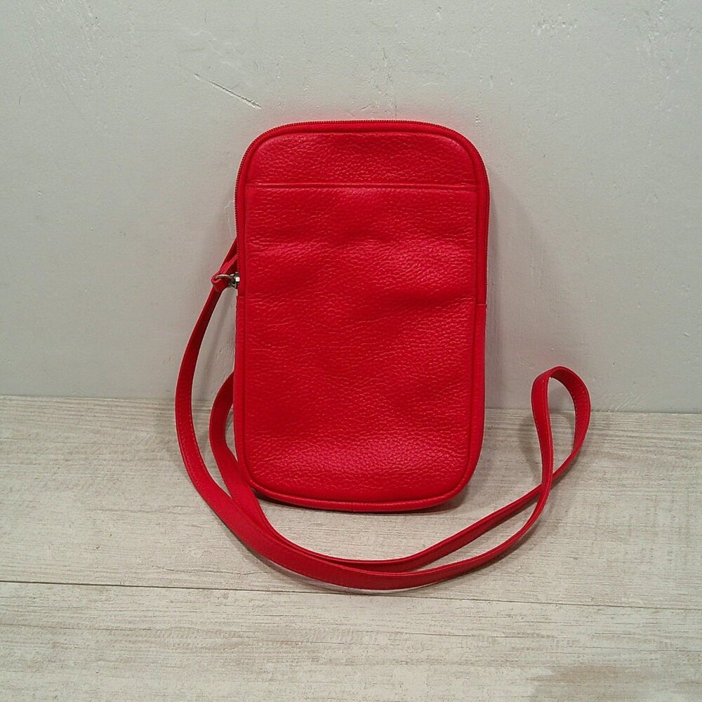 Coldwater Creek Minimalist Red Leather Convertible Crossbody Purse| Pocketbook